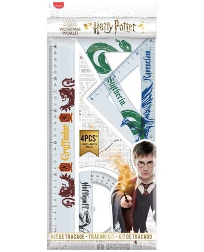 Комплект за чертане Maped Harry Potter - 4 части, с 30 cm линия  - 1